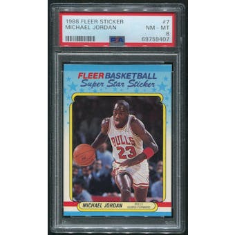 1988/89 Fleer Basketball #7 Michael Jordan Sticker PSA 8 (NM-MT)