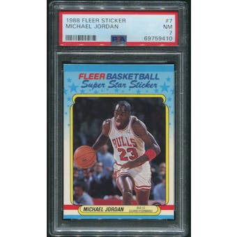 1988/89 Fleer Basketball #7 Michael Jordan Sticker PSA 7 (NM)