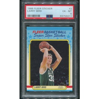 1988/89 Fleer Basketball #2 Larry Bird Sticker PSA 6 (EX-MT)