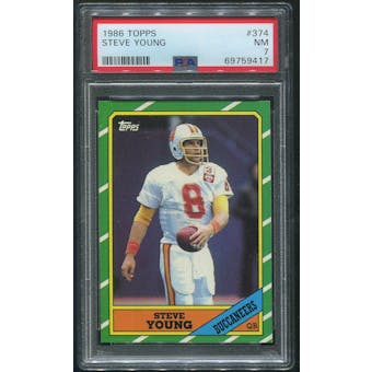 1986 Topps Football #374 Steve Young Rookie PSA 7 (NM)