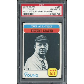 1973 Topps #477 Cy Young All Time Victory Leader PSA 8 *5758 (Reed Buy)