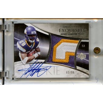 2007 Upper Deck Exquisite Collection #133 Adrian Peterson RC 3 Color Jersey Patch Auto 62/99