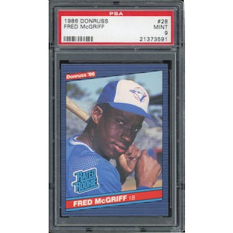 1986 Donruss #28 Fred McGriff RC PSA 9 *3591 (Reed Buy)