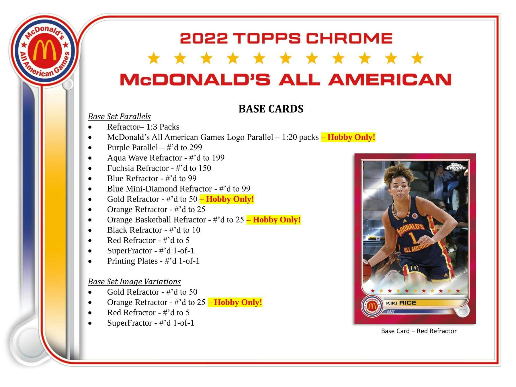 2022 Topps McDonald's All American Chrome Basketball Hobby Pack DA