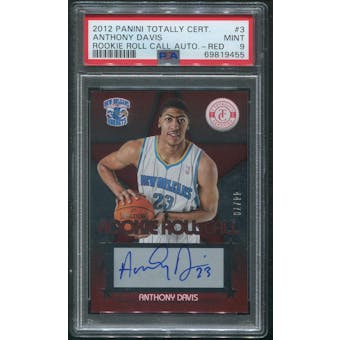 2012/13 Totally Certified Basketball #3 Anthony Davis Rookie Roll Call Red Auto #44/79 PSA 9 (MINT)