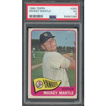 1965 Topps #350 Mickey Mantle PSA 3 *7089 (Reed Buy)