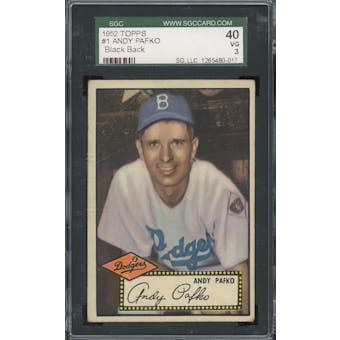 1952 Topps #1 Andy Pafko BB SGC 40 *0017 (Reed Buy)