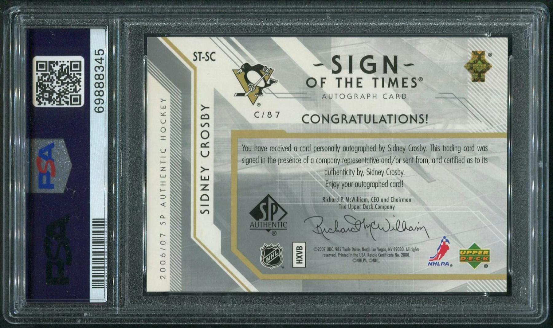 Sidney Crosby 2010-11 SP Authentic Sign Of The Times Auto SP