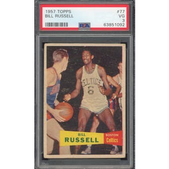 1957/58 Topps Basketball #77 Bill Russell RC PSA 3 *1092 (Reed Buy)