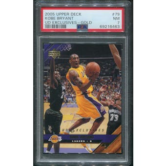 2005/06 Upper Deck Basketball #79 Kobe Bryant UD Exclusives Gold #15/50 PSA 7 (NM)