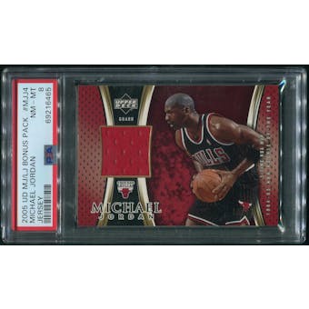 2005/06 Upper Deck MJ/LJ Bonus Pack Basketball #MJJ4 Michael Jordan Jersey #19/23 PSA 8 (NM-MT)