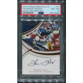 2016 Immaculate Collection Football #TT Thurman Thomas Draft Rounds Auto #1/2 PSA 8 (NM-MT)