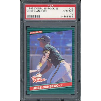 1986 Donruss The Rookies #22 Jose Canseco PSA 10 *8365 (Reed Buy)