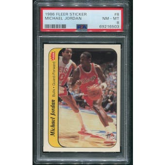 1986/87 Fleer Basketball #8 Michael Jordan Rookie Sticker PSA 8 (NM-MT)