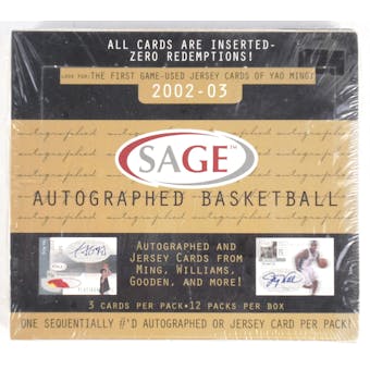 2002/03 Sage Autographed Basketball Hobby Box (Split Wrap) (Reed Buy)