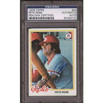 1978 Topps Pete Rose #20 Autographed Card PSA Slabbed (5101)