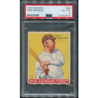 1933 Goudey Baseball #89 Tris Speaker PSA 4 (VG-EX)