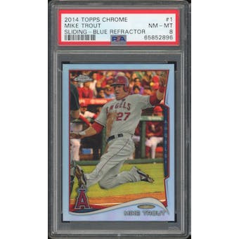 2014 Topps Chrome Sliding Blue Refractor #1 Mike Trout #/199 PSA 8 *2896 (Reed Buy)