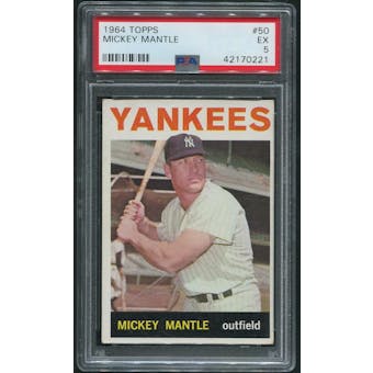 1964 Topps Baseball #50 Mickey Mantle PSA 5 (EX)