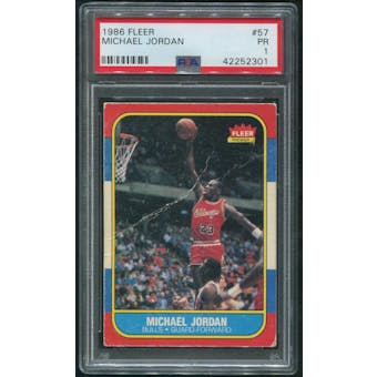 1986/87 Fleer Basketball #57 Michael Jordan Rookie PSA 1 (PR)