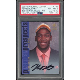 2007/08 SP Rookie Edition #106 Kevin Durant 96 SP Design PSA 8 Auto 10 *1119 (Reed Buy)