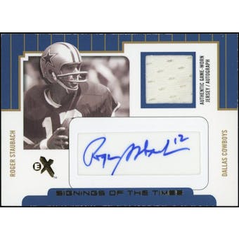 2004 Fleer E-X Signings of the Times Jersey Gold Roger Staubach Autograph #/23 (Reed Buy)