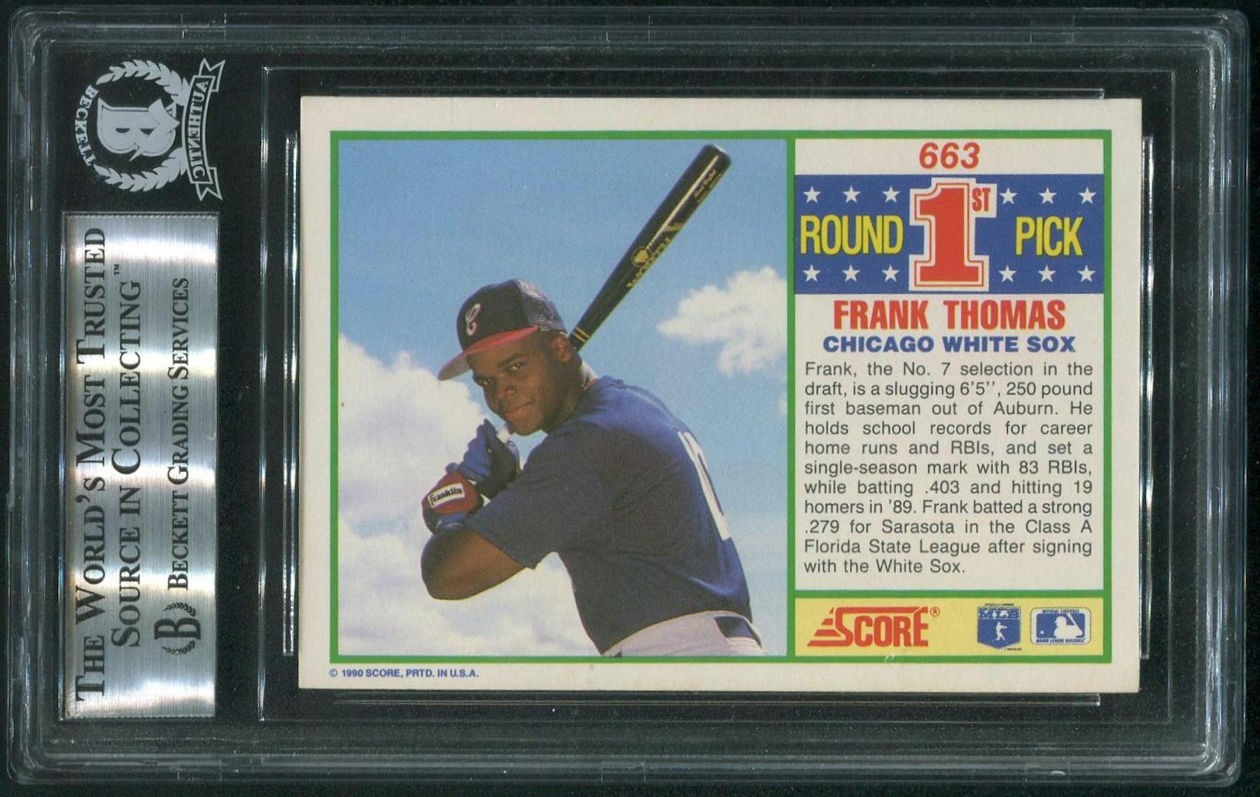 1990 Score Baseball 663 Frank Thomas Rookie Signed Auto BAS Authentic 1990-score-baseball-663-frank-thomas-rookie-signed-auto-bas-authentic