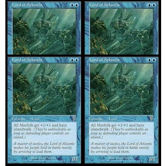 Magic the Gathering 7th Edition PLAYSET 4x Lord of Atlantis Foil - NEAR MINT (NM)