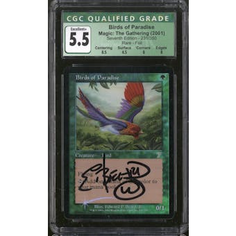 Magic the Gathering 7th Edition FOIL Birds of Paradise CGC 5.5 SLIGHT PLAY (SP) Artist Signed