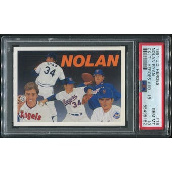 1991 Upper Deck Baseball #18 Nolan Ryan Checklist Ryan Heroes PSA 10 (GEM MT)