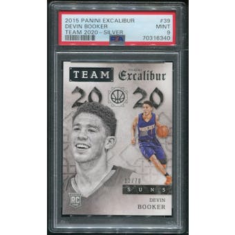 2015/16 Panini Excalibur Basketball #39 Devin Booker Team 2020 Silver Rookie #12/70 PSA 9 (MINT)
