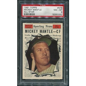1961 Topps Baseball #578 Mickey Mantle All Star PSA 8 (NM-MT)