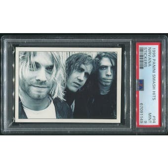 1995 Panini Smash Hits #94 Nirvana Kurt Cobain Dave Grohl Stickers PSA 9 (MINT)