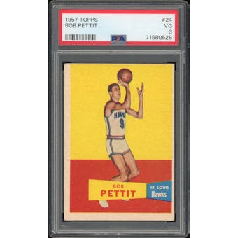1957/58 Topps #24 Bob Pettit RC PSA 3 *0528 (Reed Buy)