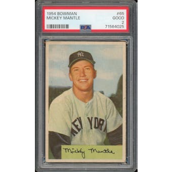 1954 Bowman #65 Mickey Mantle PSA 2 *4025 (Reed Buy)
