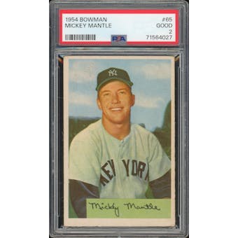1954 Bowman #65 Mickey Mantle PSA 2 *4027 (Reed Buy)