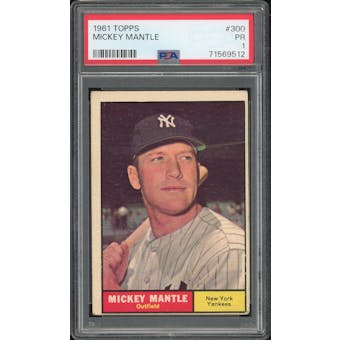 1961 Topps #300 Mickey Mantle PSA 1 *9512 (Reed Buy)