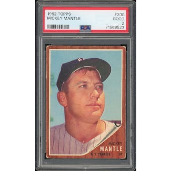 1962 Topps #200 Mickey Mantle PSA 2 *9523 (Reed Buy)
