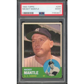 1963 Topps #200 Mickey Mantle PSA 2 *3811 (Reed Buy)