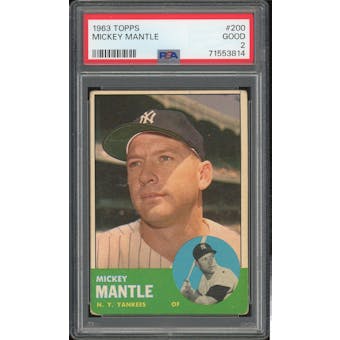 1963 Topps #200 Mickey Mantle PSA 2 *3814 (Reed Buy)