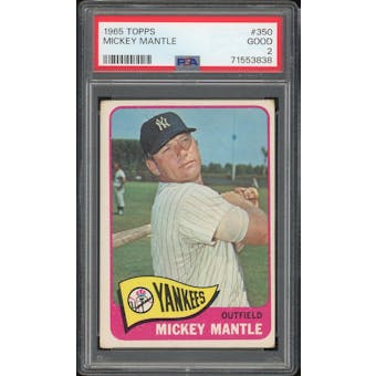 1965 Topps #350 Mickey Mantle PSA 2 *3838 (Reed Buy)
