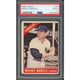 1966 Topps #50 Mickey Mantle PSA 2 *3846 (Reed Buy)