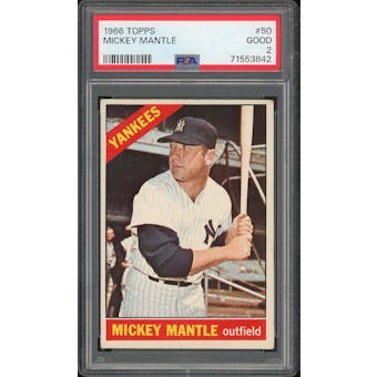 1966 Topps #50 Mickey Mantle PSA 2 *3842 (Reed Buy)