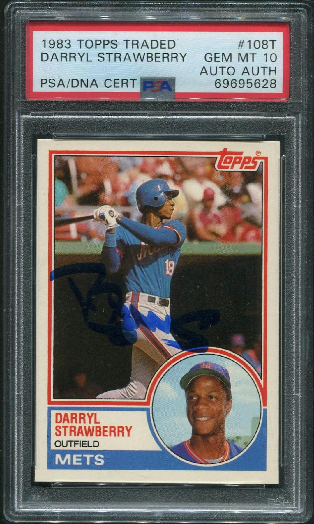 1983 Topps Traded Baseball #108T Darryl Strawberry Rookie Auto PSA 10 (GEM  MT) (Auto Authentic)