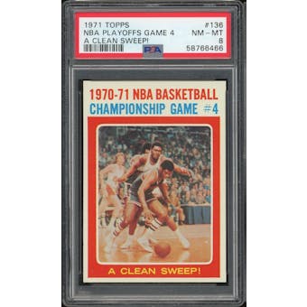 1971/72 Topps #136 NBA Playoffs Game 4 PSA 8 *6466 (Reed Buy)
