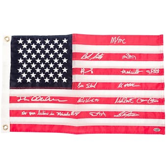 1980 Team USA "Miracle On Ice" Autographed American Flag (Leaf) 15 signatures
