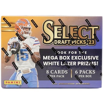 2023 Panini Select Draft Picks Football Mega Box (White Lazer Prizms!) (Lot of 6)