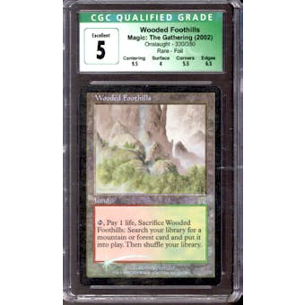 Magic the Gathering Onslaught Wooded Foothills FOIL CGC 5 MODERATELY PLAYED (MP) INKED