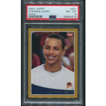 2009/10 Topps Basketball #321 Stephen Curry Gold Rookie #1765/2009 PSA 8 (NM-MT)