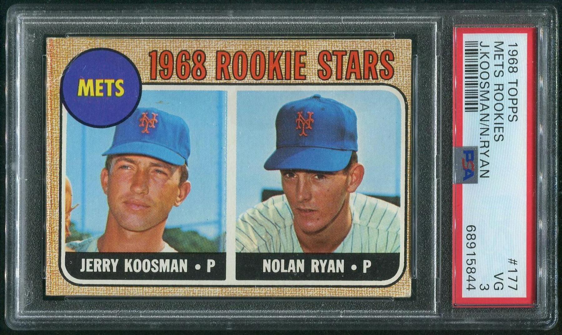 1968 Topps Baseball #177 Nolan Ryan Rookie PSA 3 (VG)